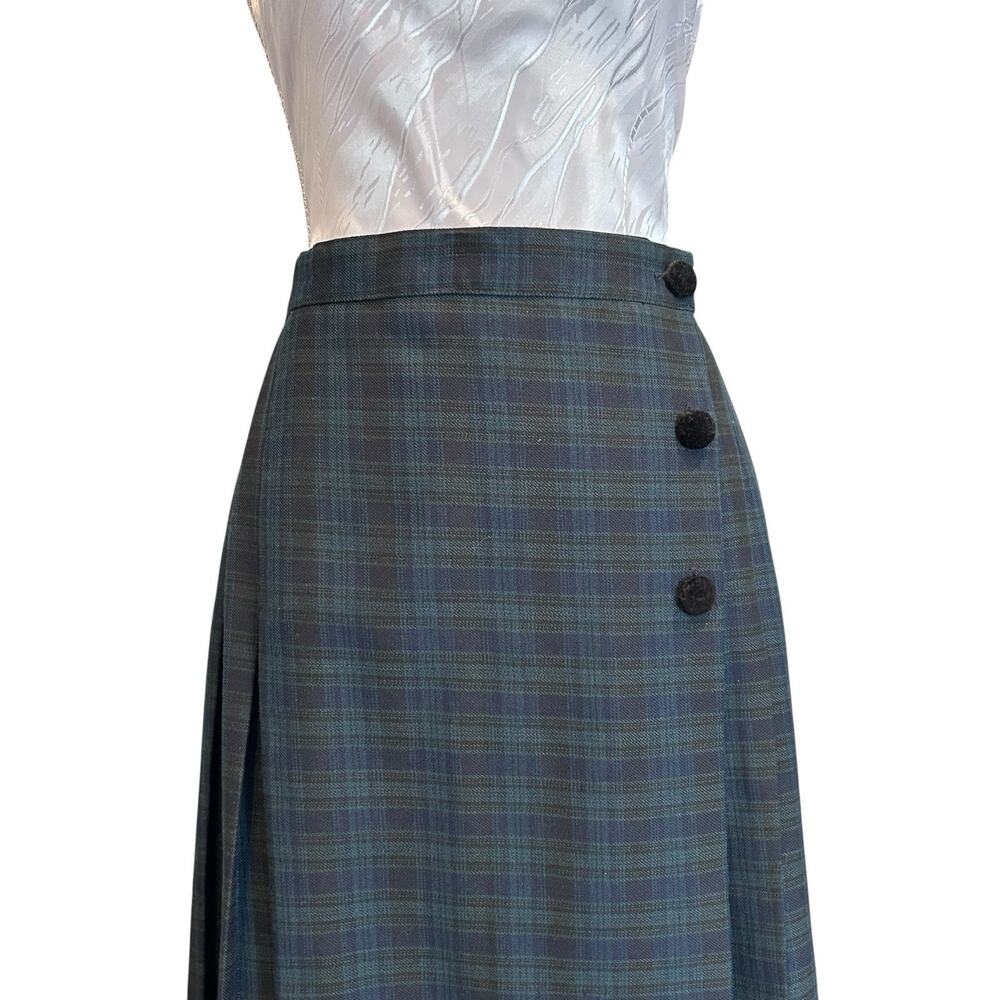 Vintage 90s Plaid Wrap Skirt Sz Medium Preppy Academia - Picture 4 of 13